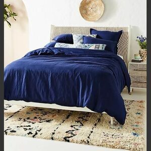 New Anthropologie Relaxed Cotton Euro Sham Navy